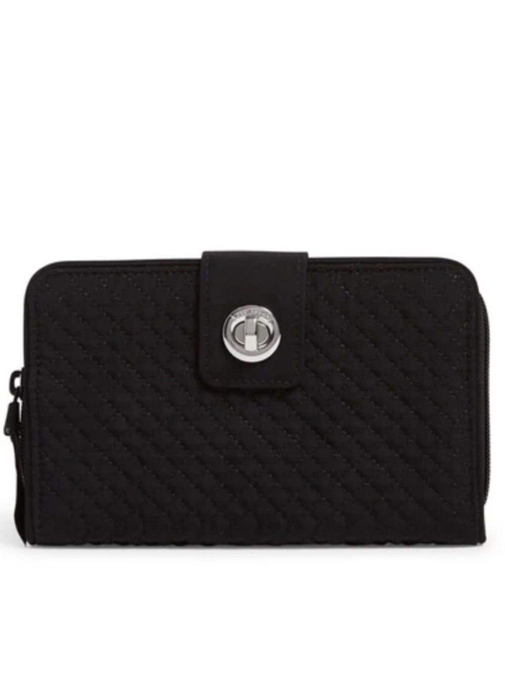 Vera Bradley Classic Black RFID Turnlock Durable Lightweight Microfiber Wallet